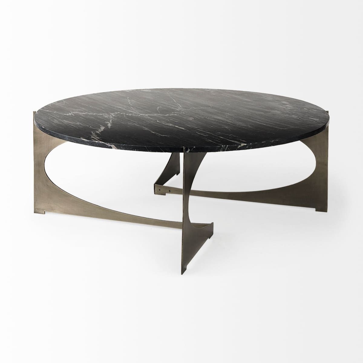 Reinhold Round Coffee Table Black Marble | Gold Metal | Round - coffee-tables