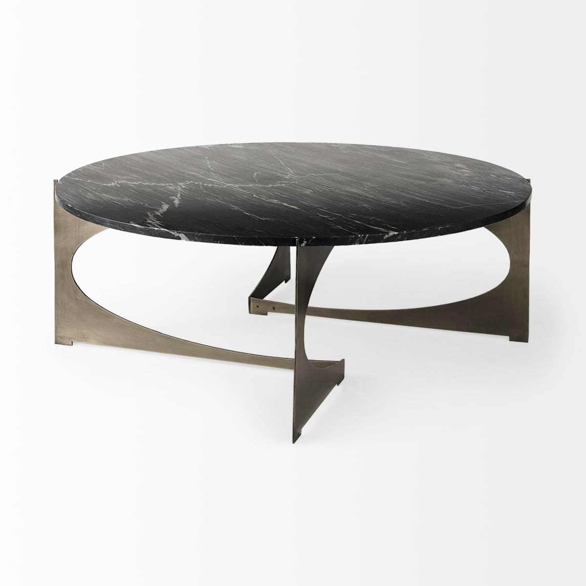 Reinhold Round Coffee Table Black Marble | Gold Metal | Round - coffee-tables