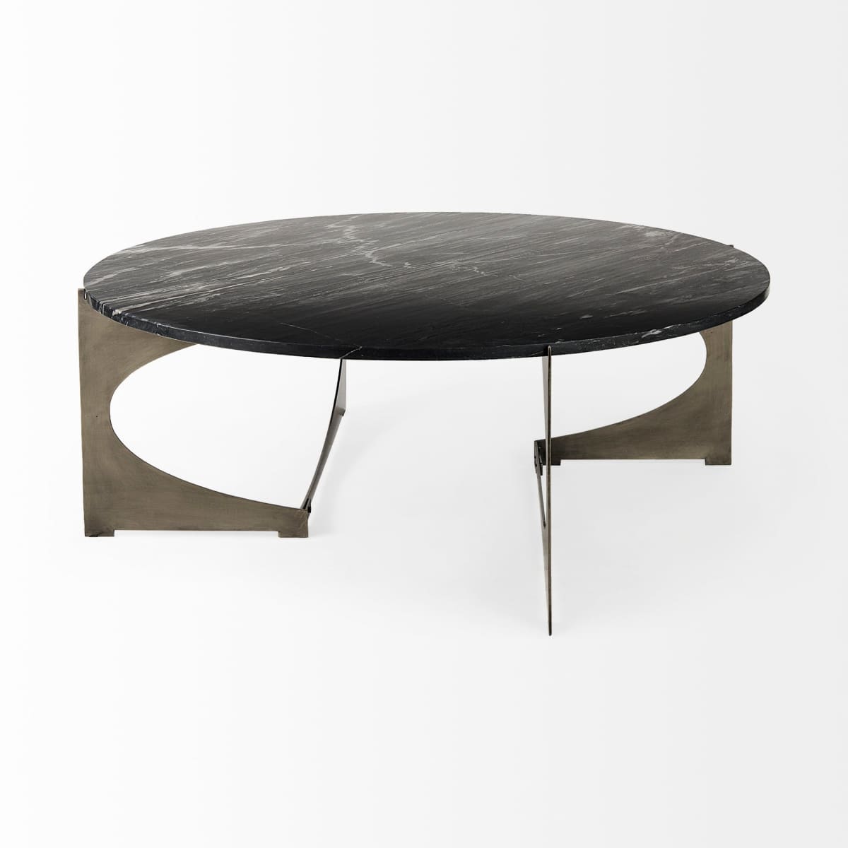 Reinhold Round Coffee Table Black Marble | Gold Metal | Round - coffee-tables
