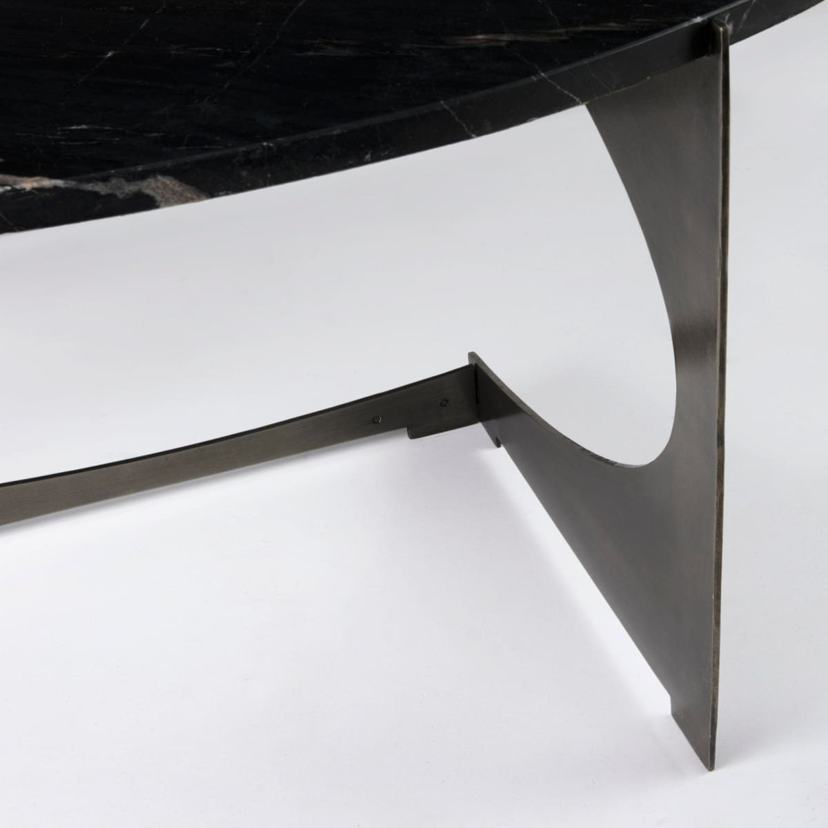 Reinhold Round Coffee Table Black Marble | Nickel Metal | Round - coffee-tables