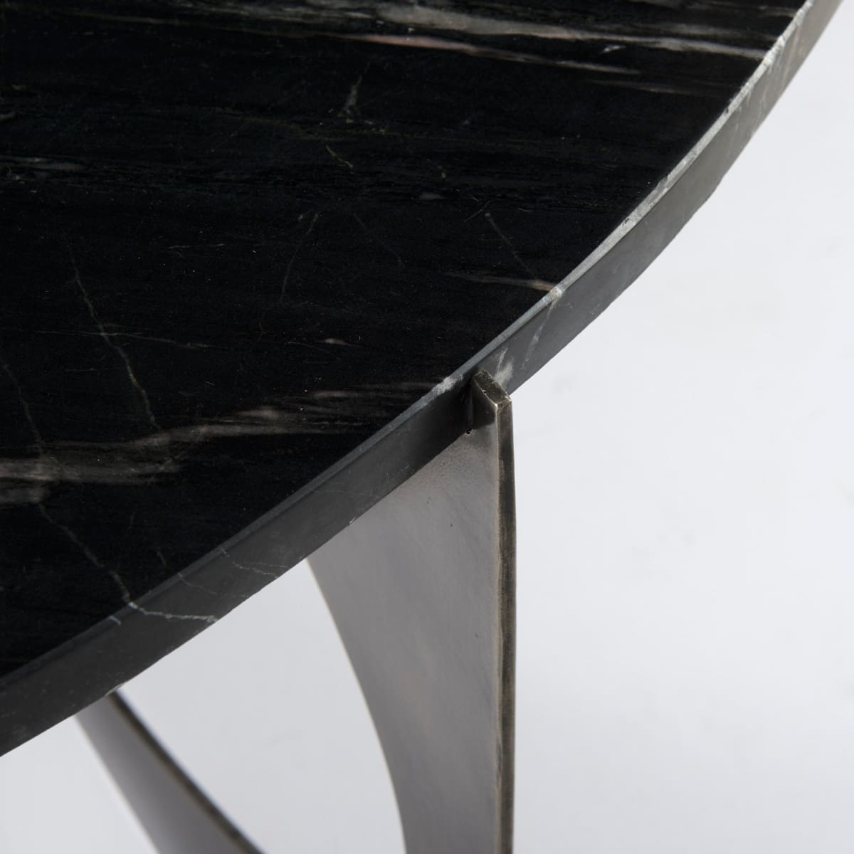 Reinhold Round Coffee Table Black Marble | Nickel Metal | Round - coffee-tables