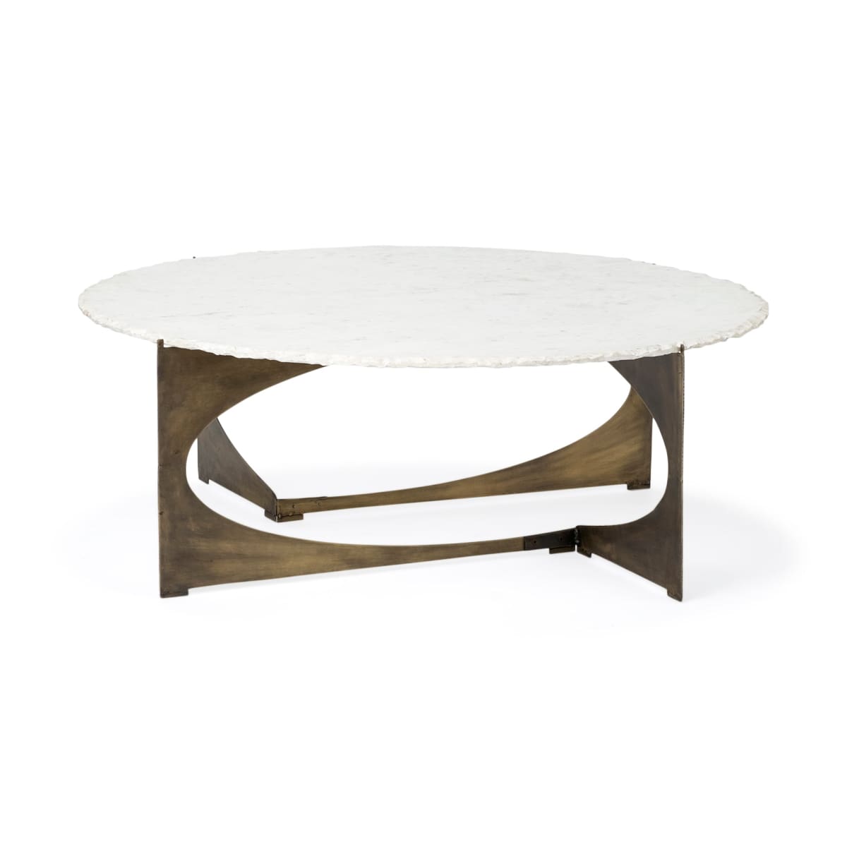 Reinhold Round Coffee Table White Marble | Gold Metal | Round - coffee-tables