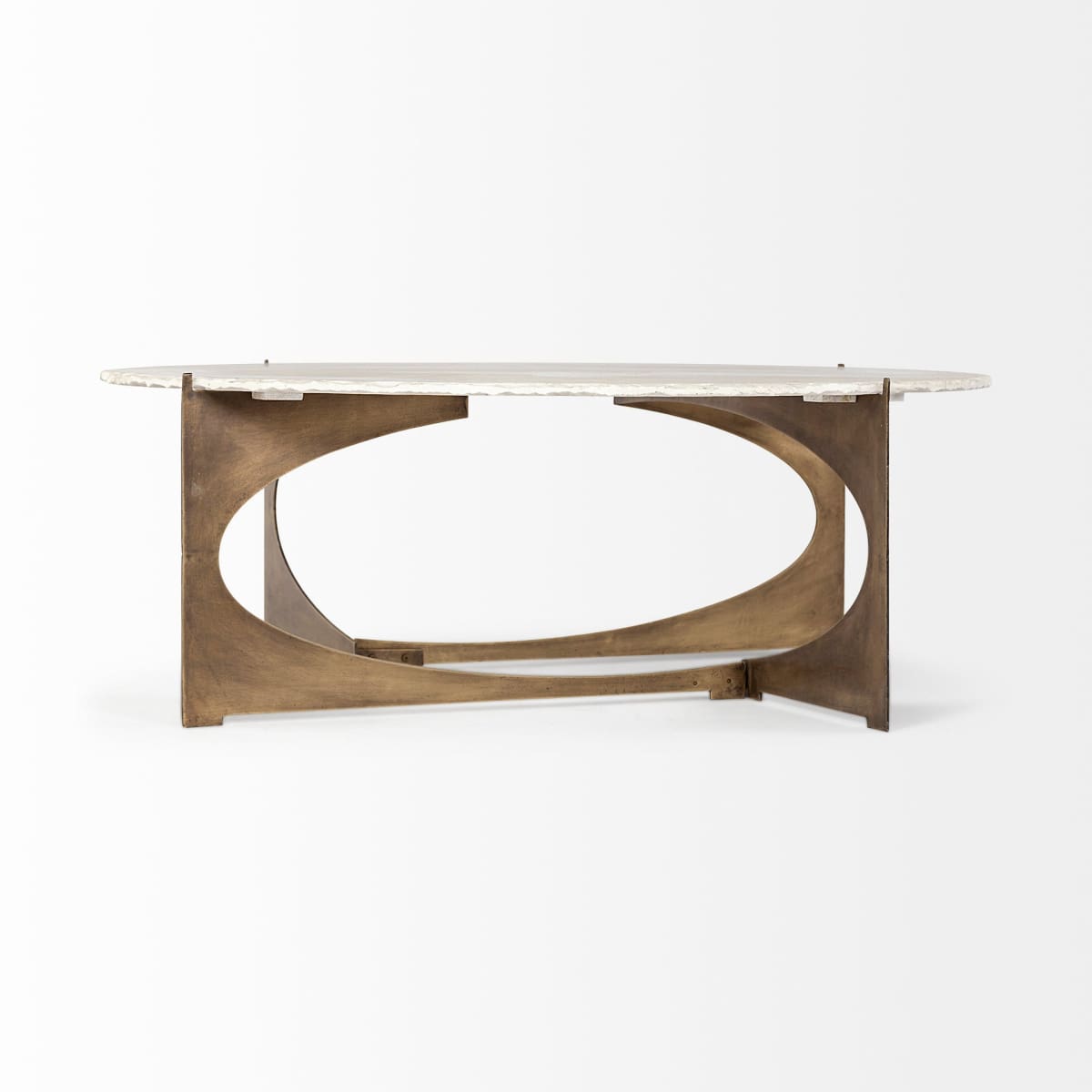 Reinhold Round Coffee Table White Marble | Gold Metal | Round - coffee-tables