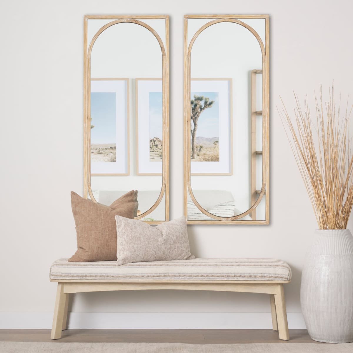 Reon Wall Mirror Light Brown | White Wash - wall-mirrors-grouped