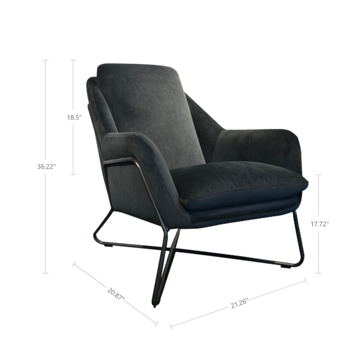 Romeo Lounge Chair - Dark Grey Velvet - lh-import-accent-club-chairs