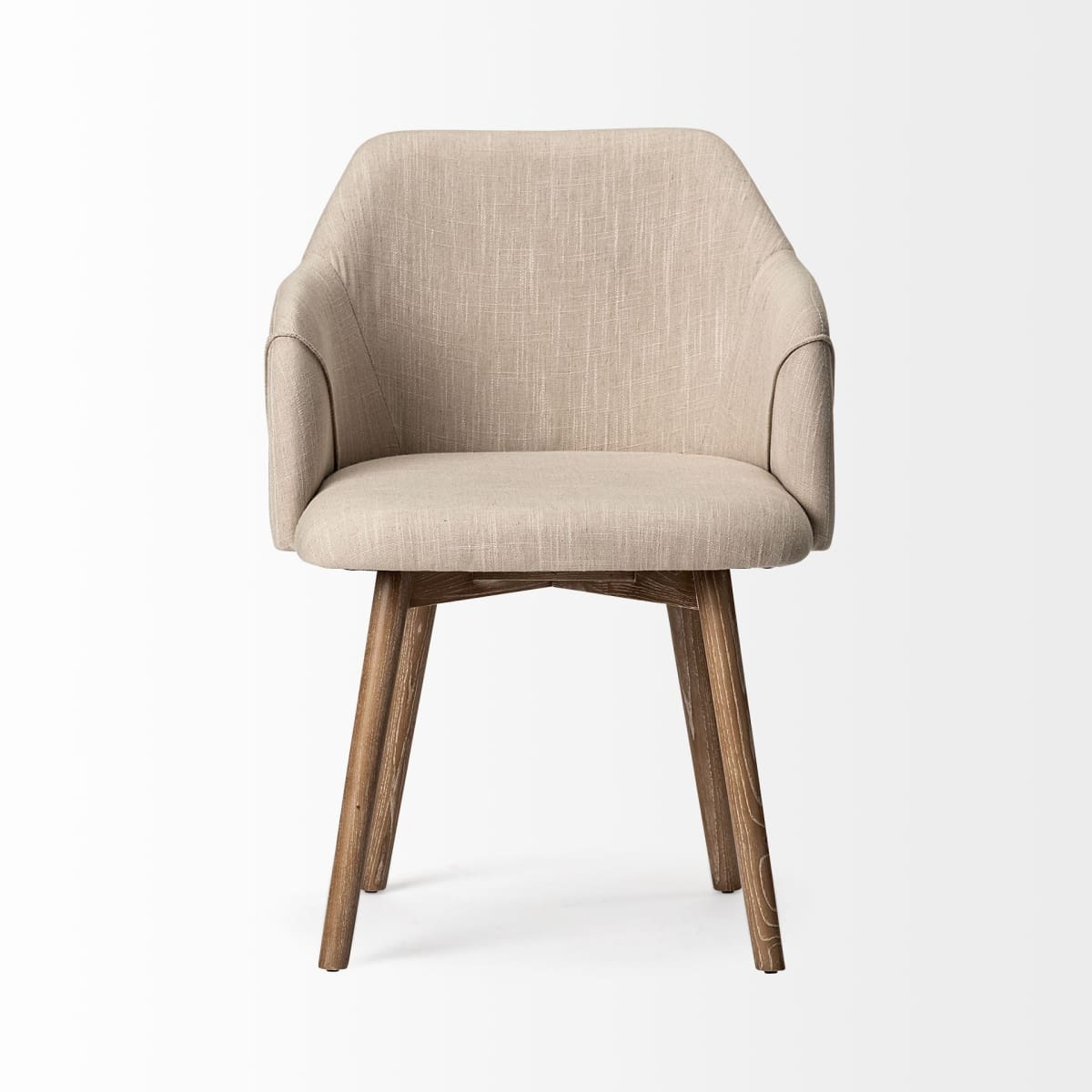 Ronald Dining Chair Cream Fabric | Brown Wood (Armchair) - dining-chairs