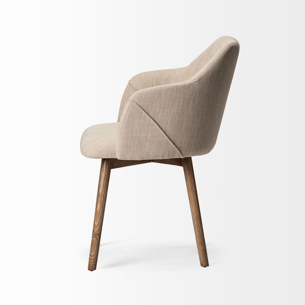 Ronald Dining Chair Cream Fabric | Brown Wood (Armchair) - dining-chairs