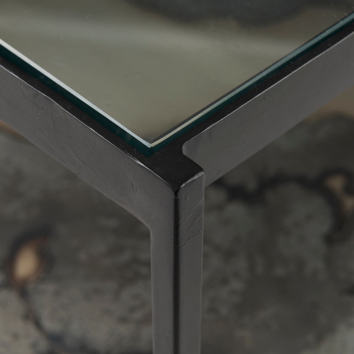 Roxdale Coffee Table Glass | Acid Wash Metal - coffee-tables