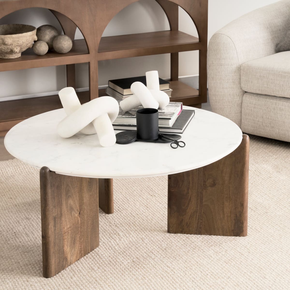 Rumer Coffee Table Dark Brown | White Marble - coffee-tables