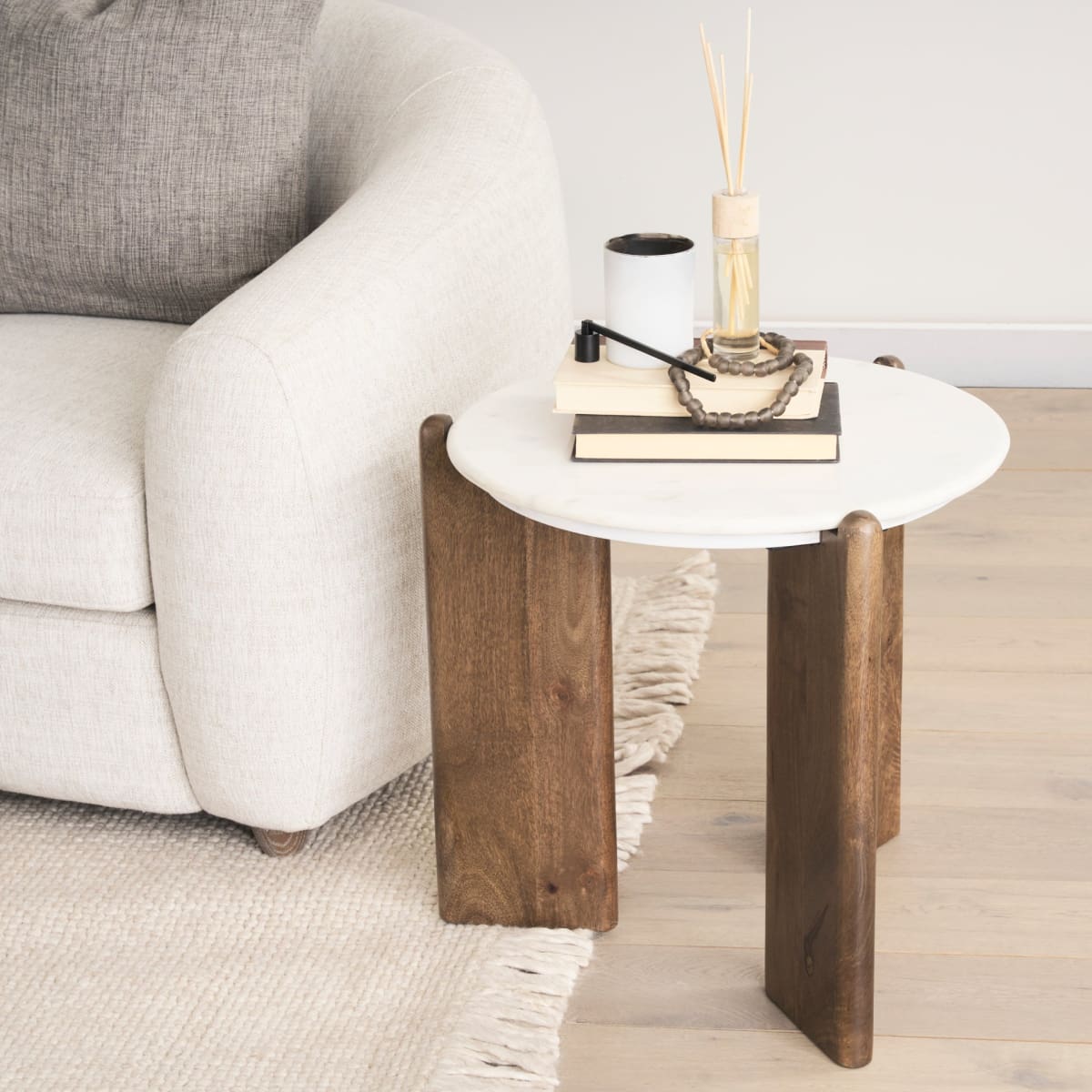 Rumer Side Table Dark Brown | White Marble - end-and-side-tables