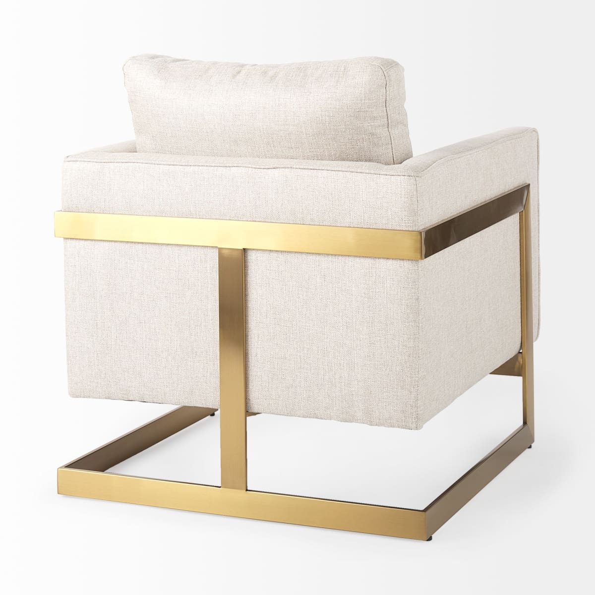 Rupert Accent Chair Cream Poly-Linen | Gold Stainless Steel - accent-chairs