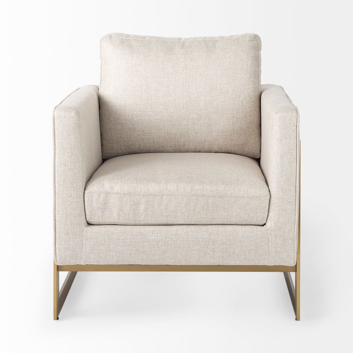 Rupert Accent Chair Cream Poly-Linen | Gold Stainless Steel - accent-chairs