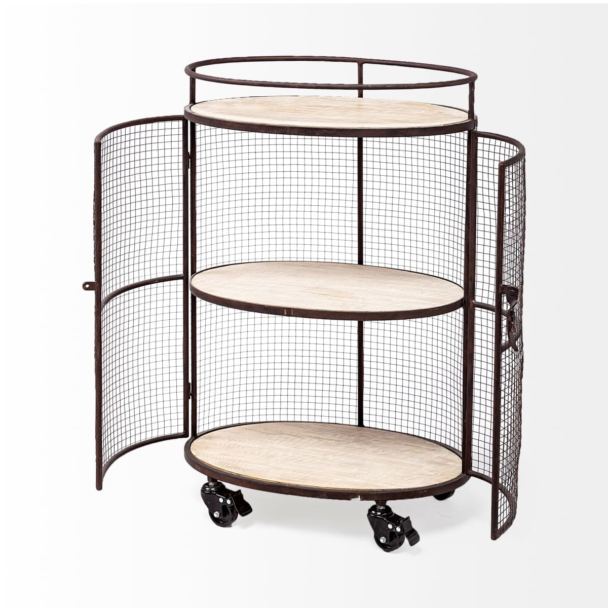 Saluti Bar Cart Brown Metal | Brown Wood - bar-carts