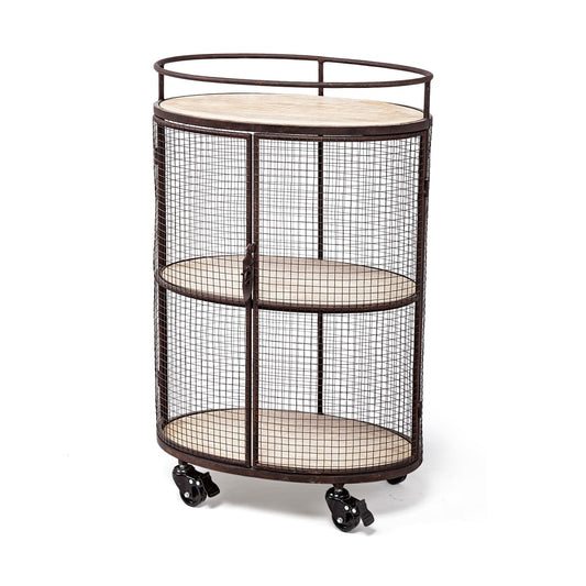 Saluti Bar Cart Brown Metal | Brown Wood - bar-carts