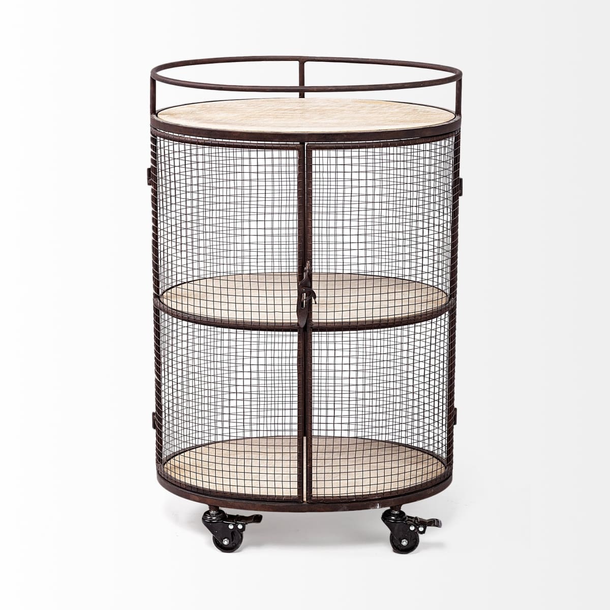 Saluti Bar Cart Brown Metal | Brown Wood - bar-carts