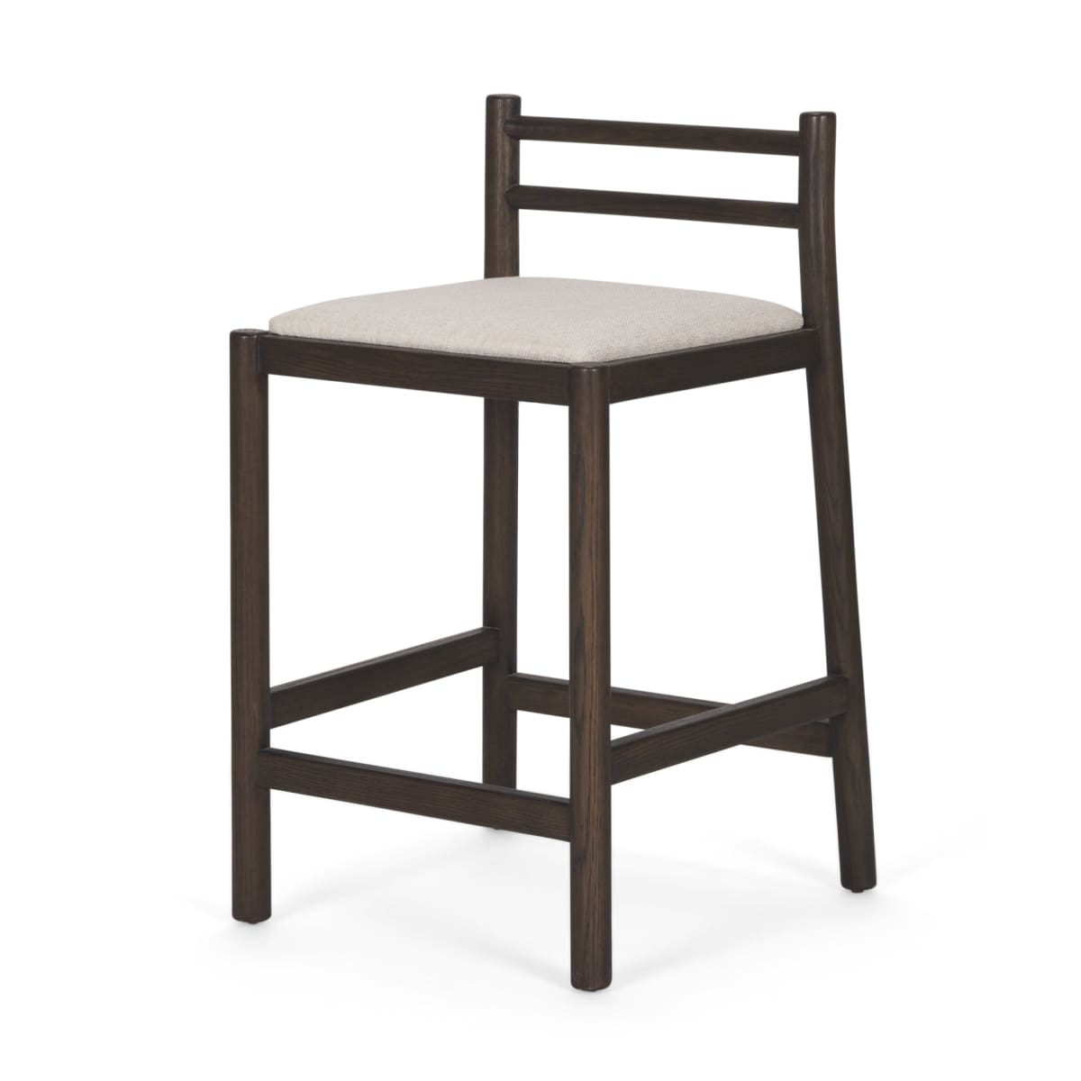 Sam Counter Stool Dark Brown Wood | Cream Fabric - bar-stools