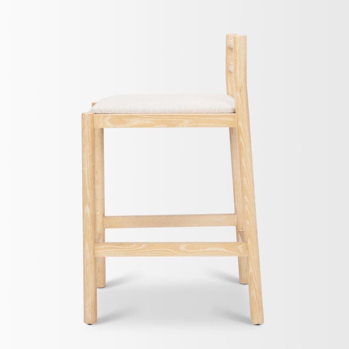 Sam Counter Stool Light Brown Wood | Beige Fabric - bar-stools