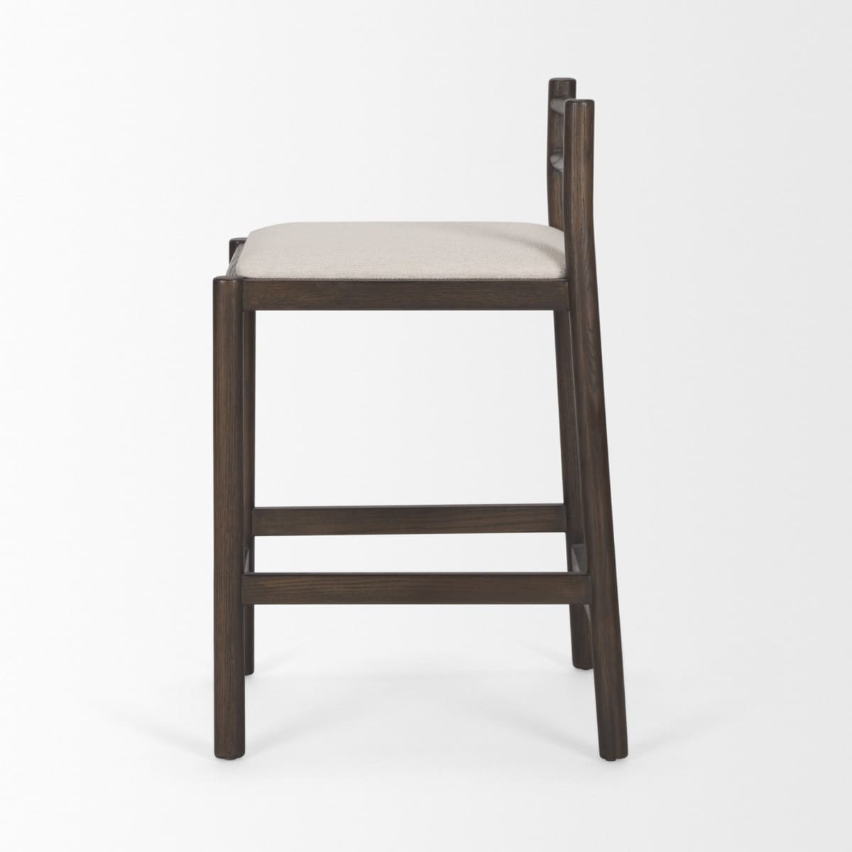 Sam Upholstered Seat Counter Stool Dark Brown Wood | Cream Fabric - bar-stools