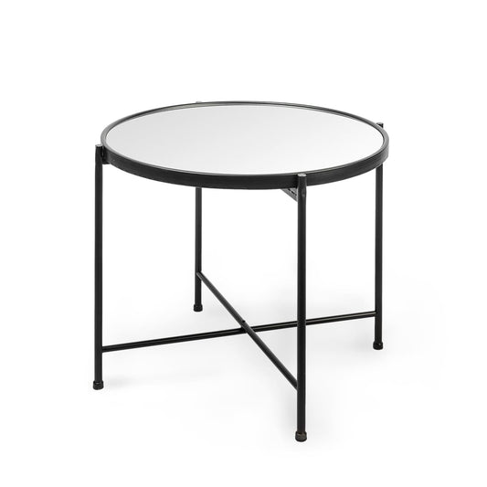 Samantha Accent Table Mirror | Black Metal | Large - accent-tables