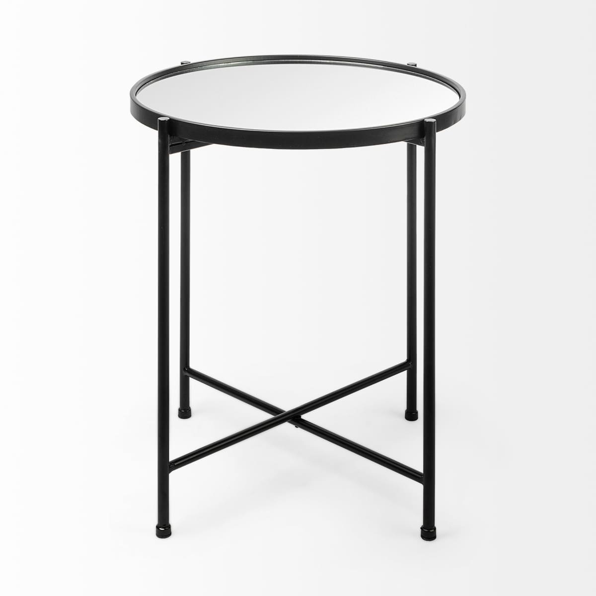 Samantha Accent Table Mirror | Black Metal | Small - accent-tables