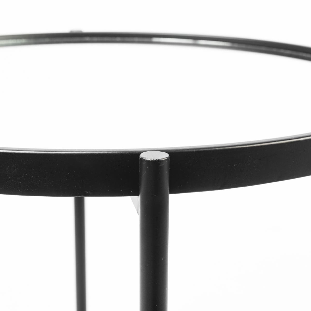 Samantha Accent Table Mirror | Black Metal | Small - accent-tables