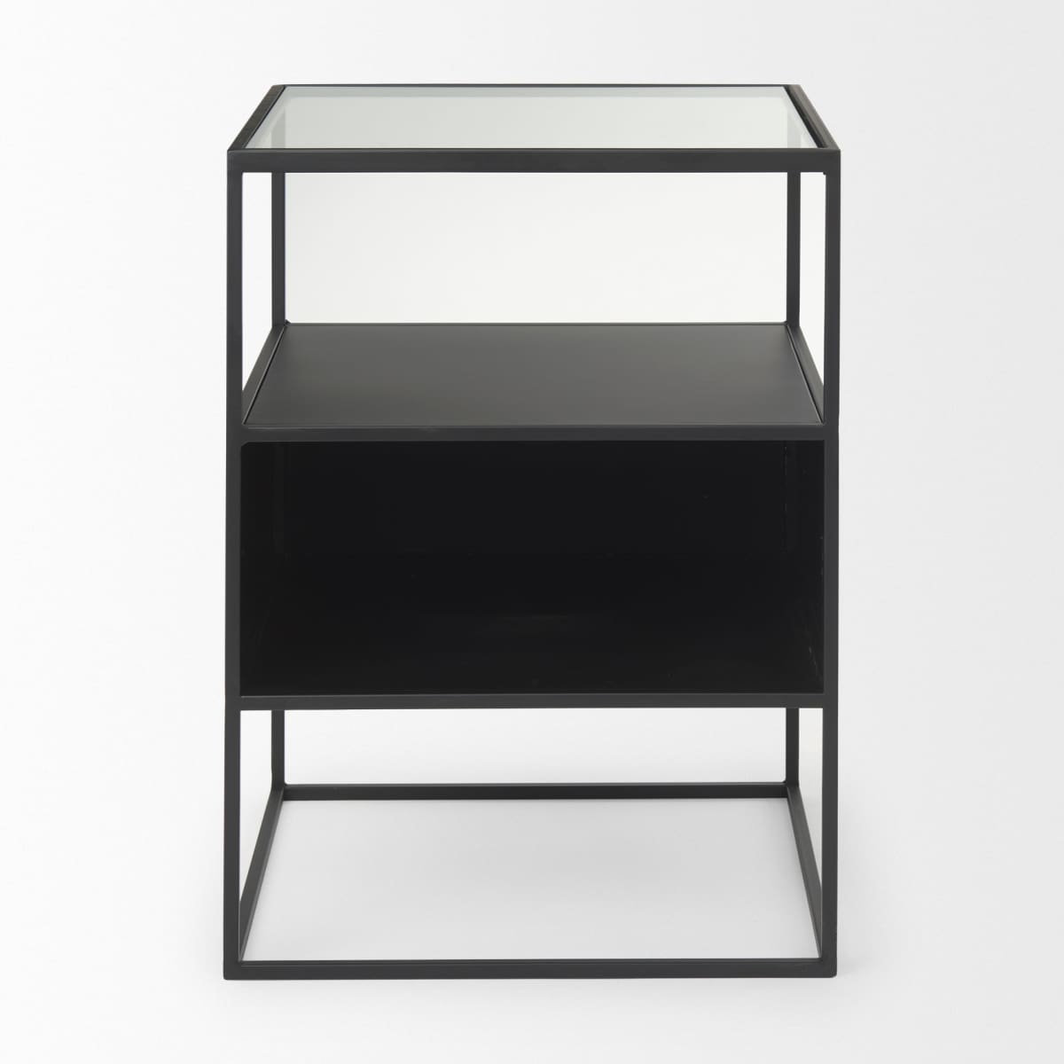 Samson End Side Table Black Metal | Glass - end-and-side-tables