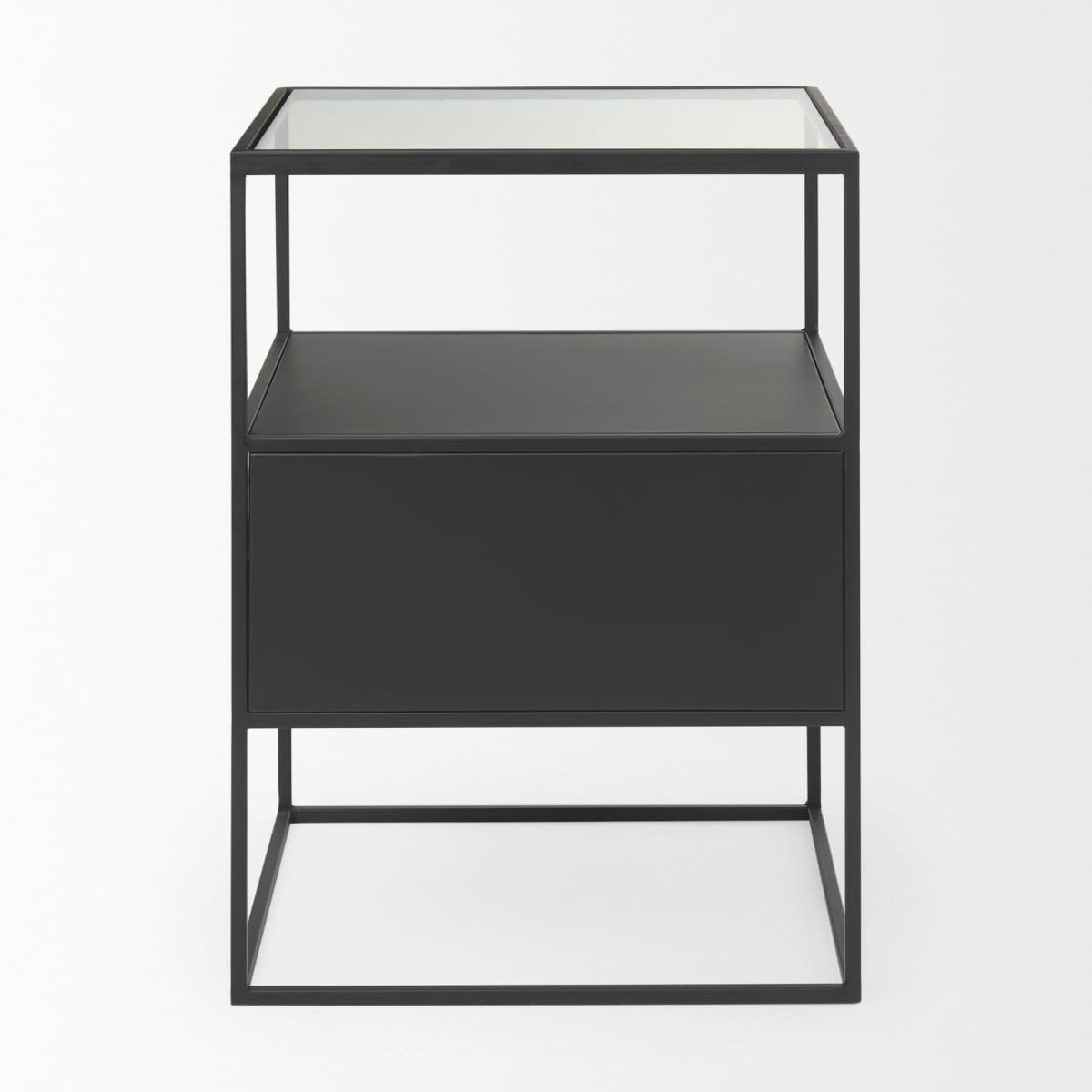 Samson End Side Table Black Metal | Glass - end-and-side-tables