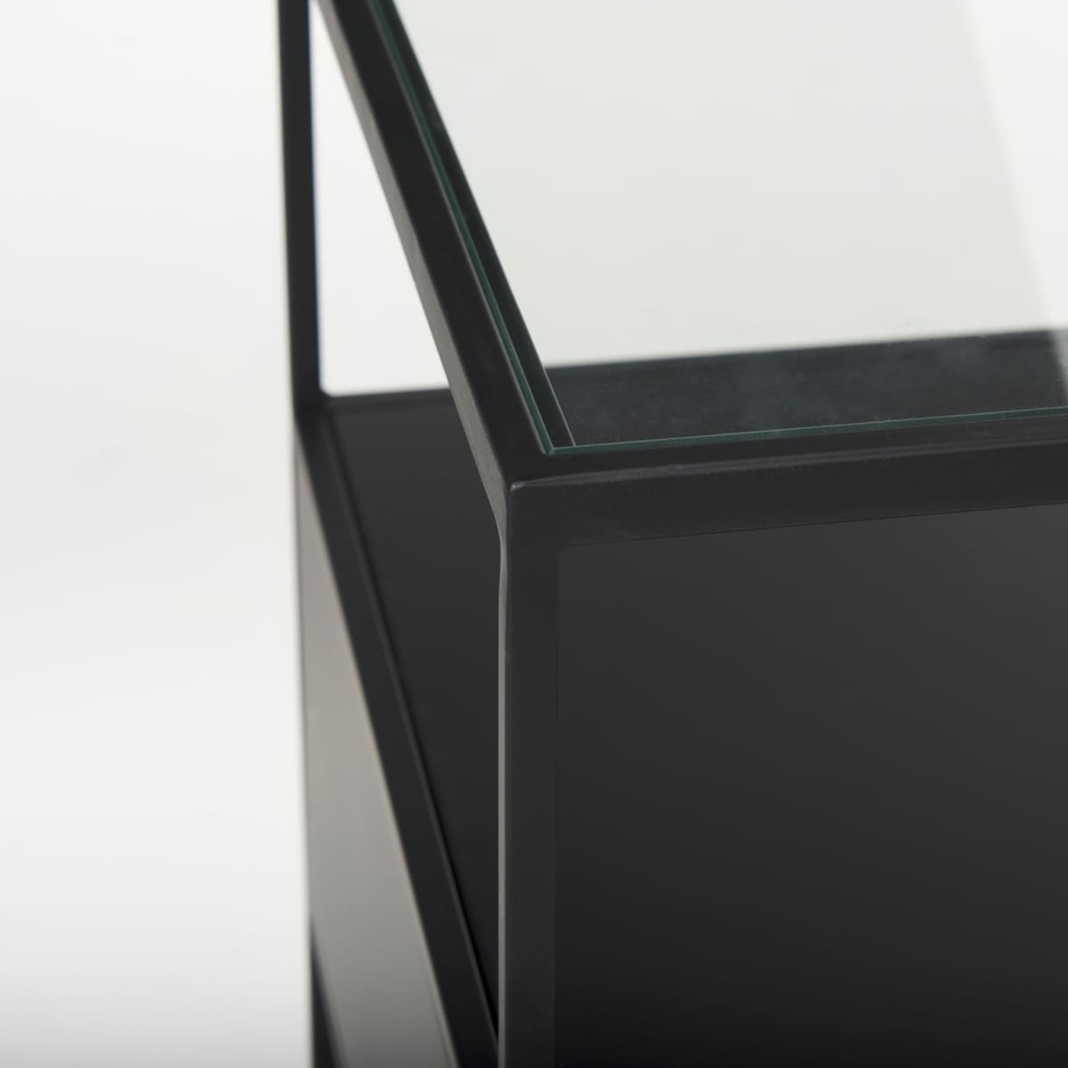 Samson End Side Table Black Metal | Glass - end-and-side-tables