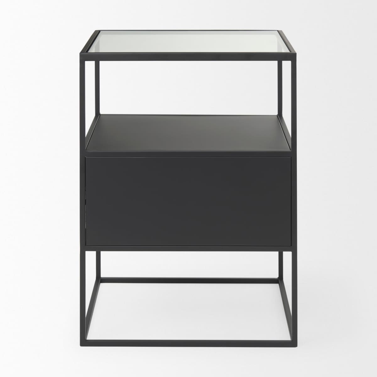 Samson End Side Table Black Metal | Glass - end-and-side-tables