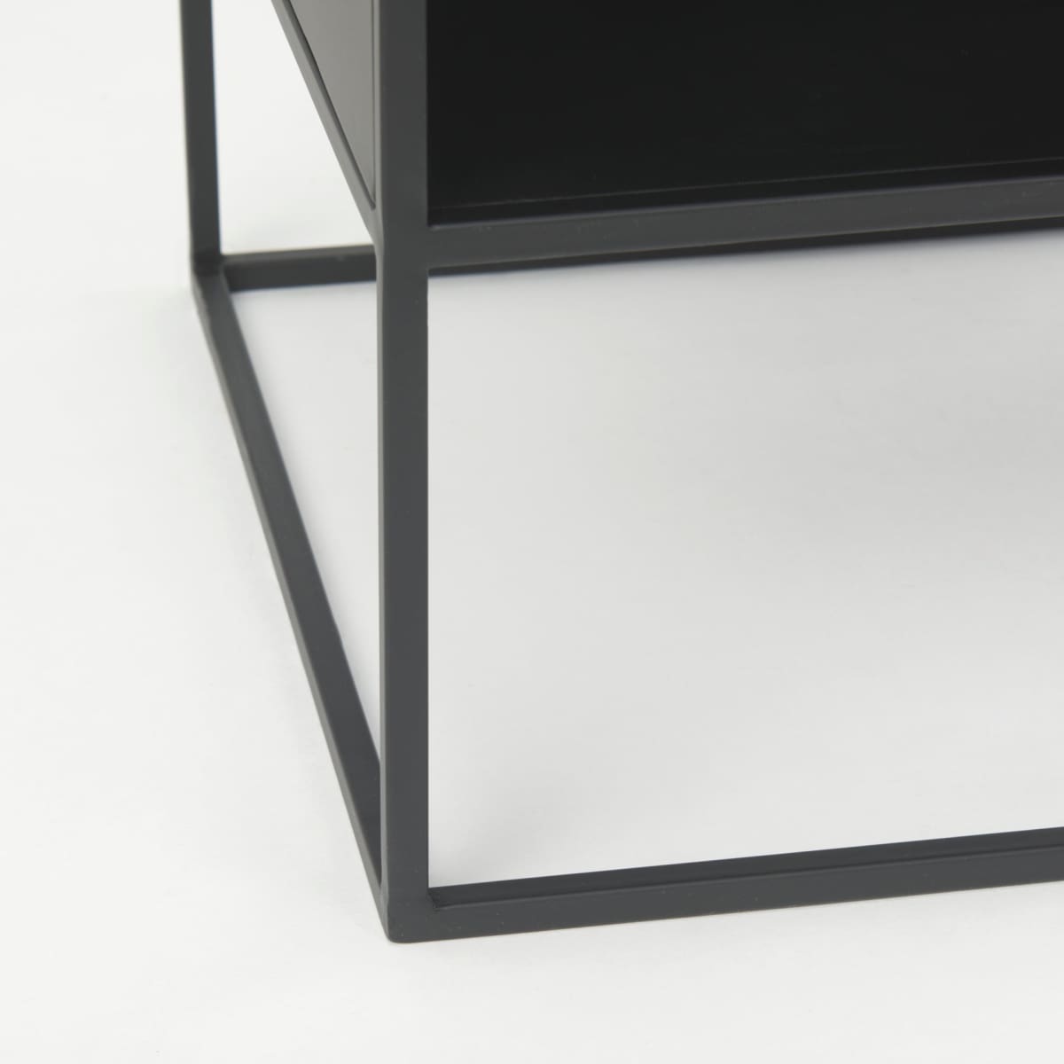 Samson End Side Table Black Metal | Glass - end-and-side-tables