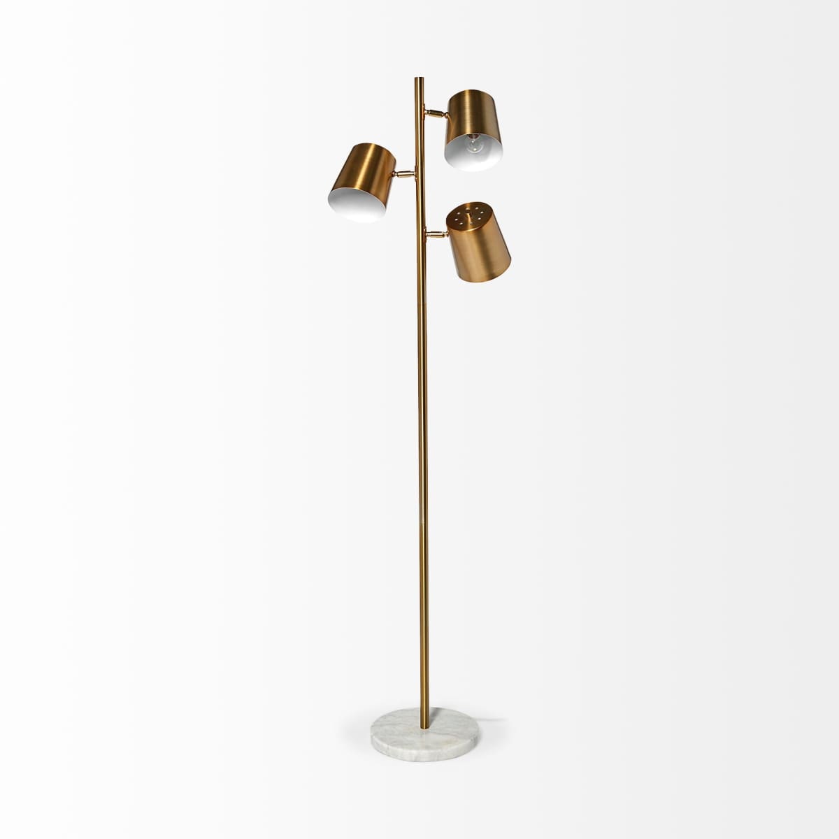 Sanders Floor Lamp Gold Metal | White Marble - floor-lamps