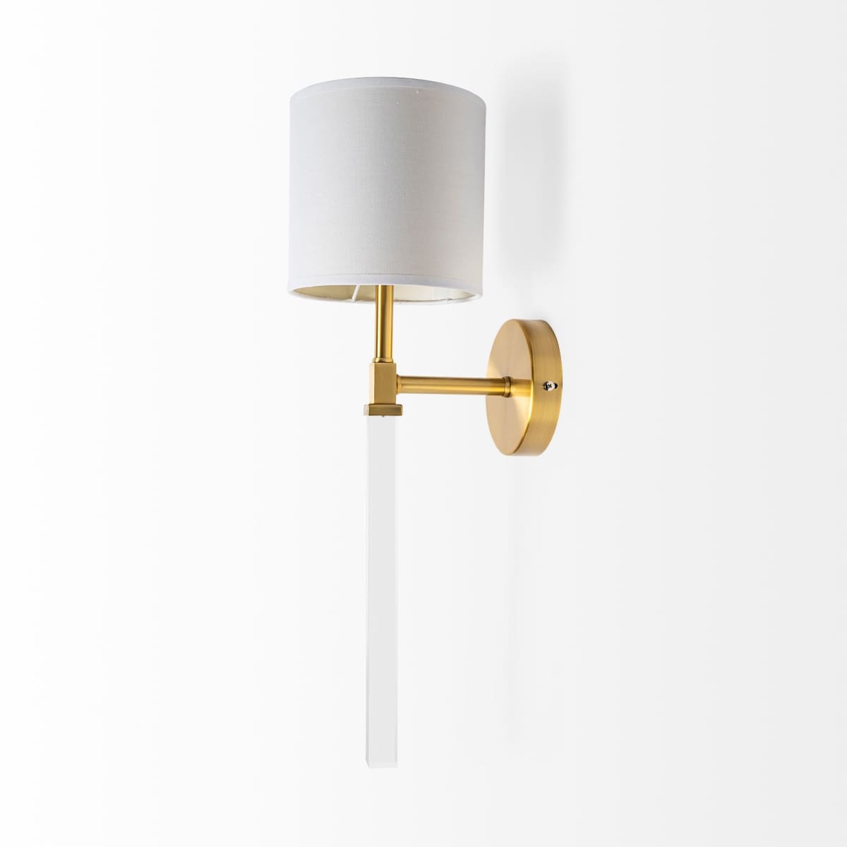 Santander Wall Sconce Gold Metal | White Shade - wall-fixtures