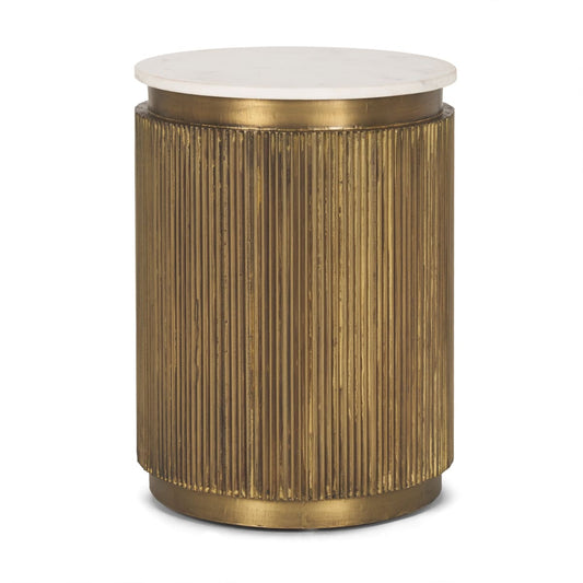 Satima Accent Table White Marble | Gold Metal - accent-tables