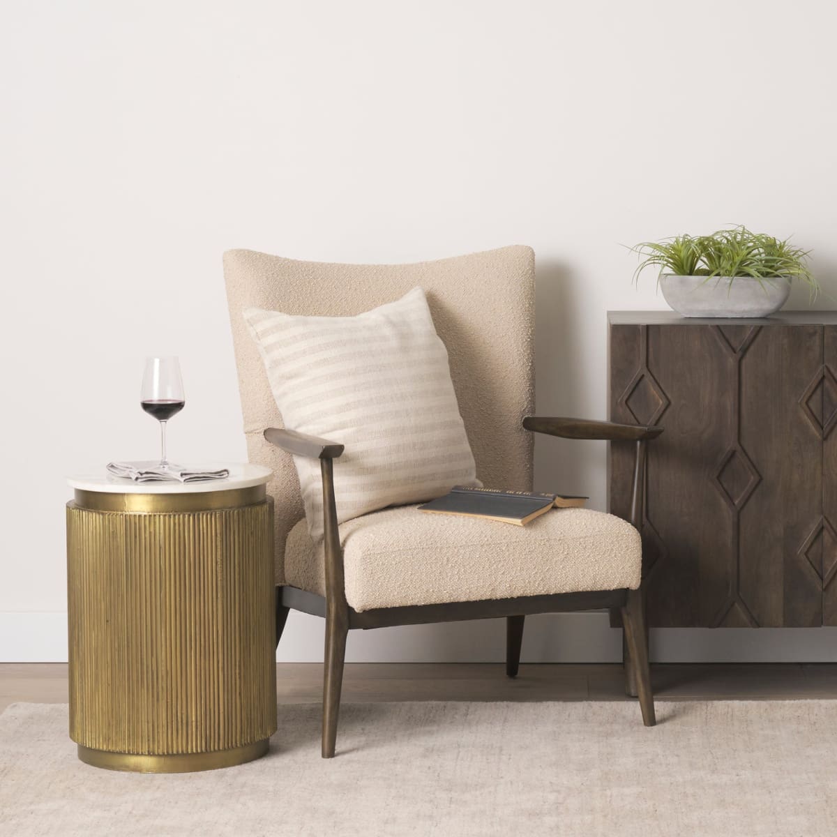 Satima Accent Table White Marble | Gold Metal - accent-tables