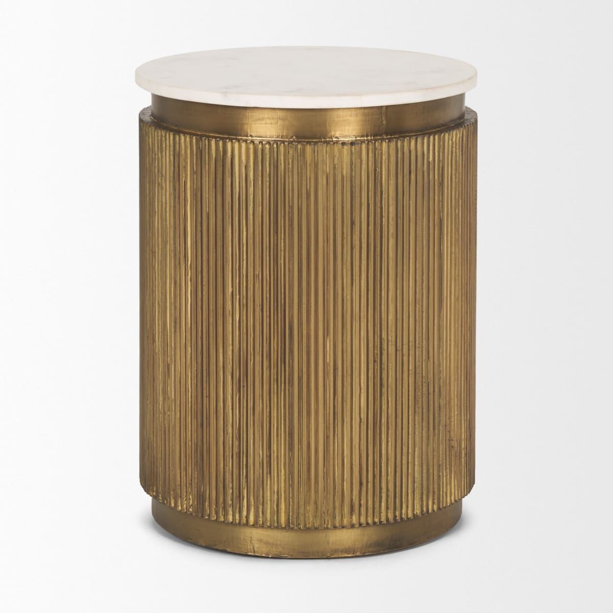 Satima Accent Table White Marble | Gold Metal - accent-tables