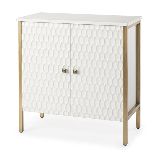 Savannah Gold Accent Cabinet 2 Door White | Gold Metal | 2 Door - acc-chest-cabinets