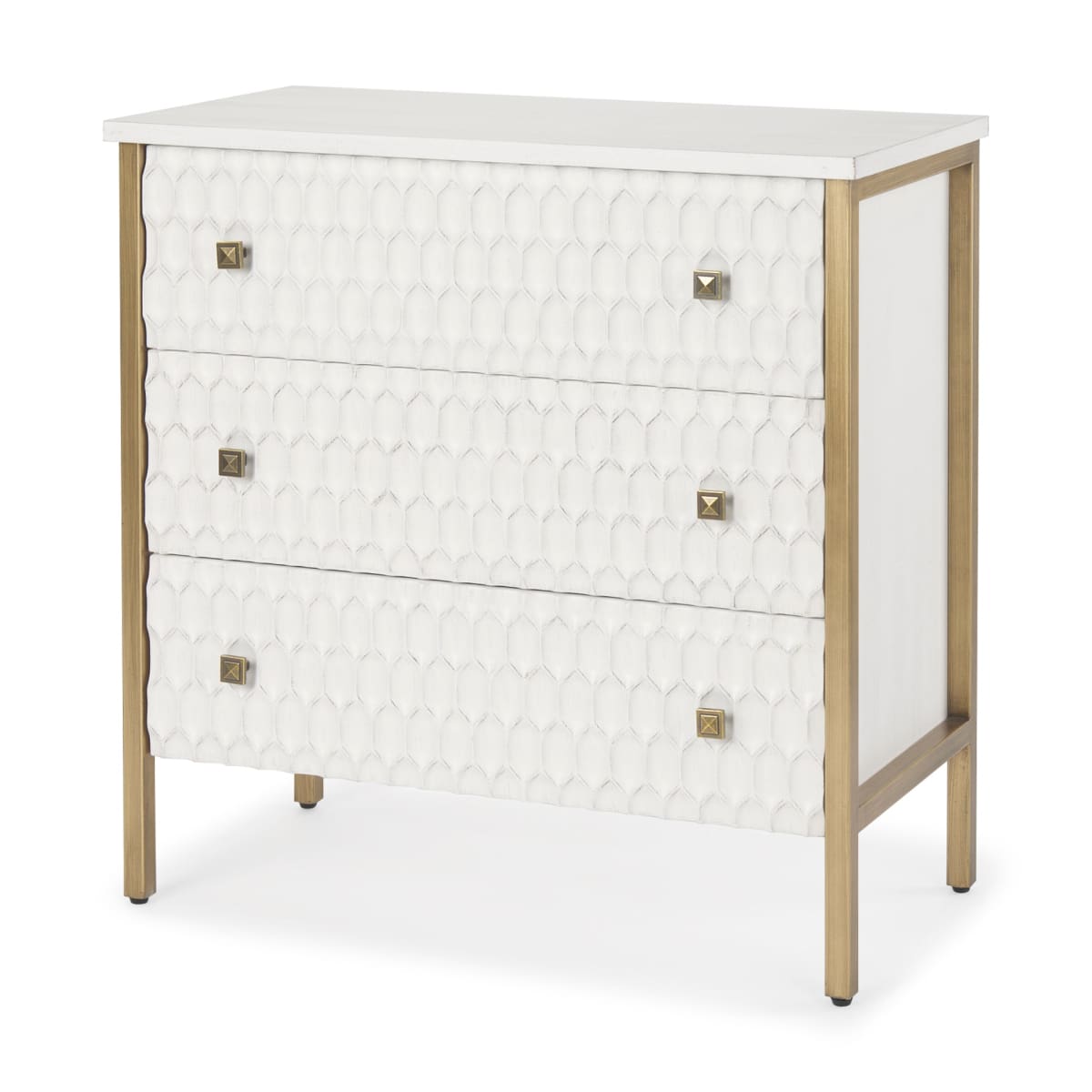 Savannah Gold Accent Cabinet 3 Drawer White | Gold Metal | 3 Drawer - acc-chest-cabinets