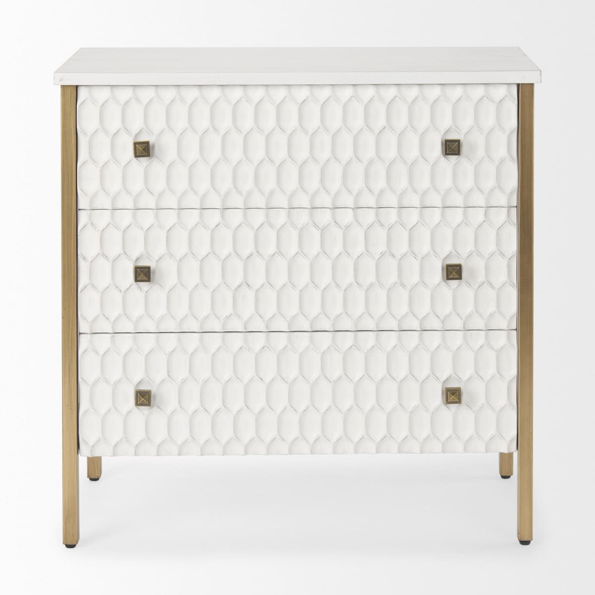 Savannah Gold Accent Cabinet 3 Drawer White | Gold Metal | 3 Drawer - acc-chest-cabinets