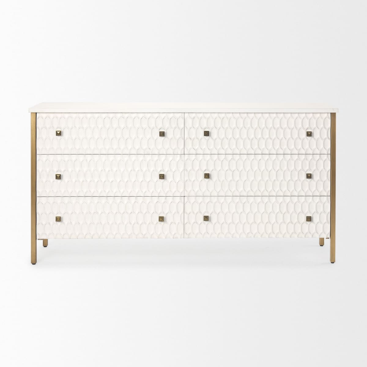 Savannah Gold Sideboard White | Gold Metal | 6 Drawer - sideboards-and-buffets