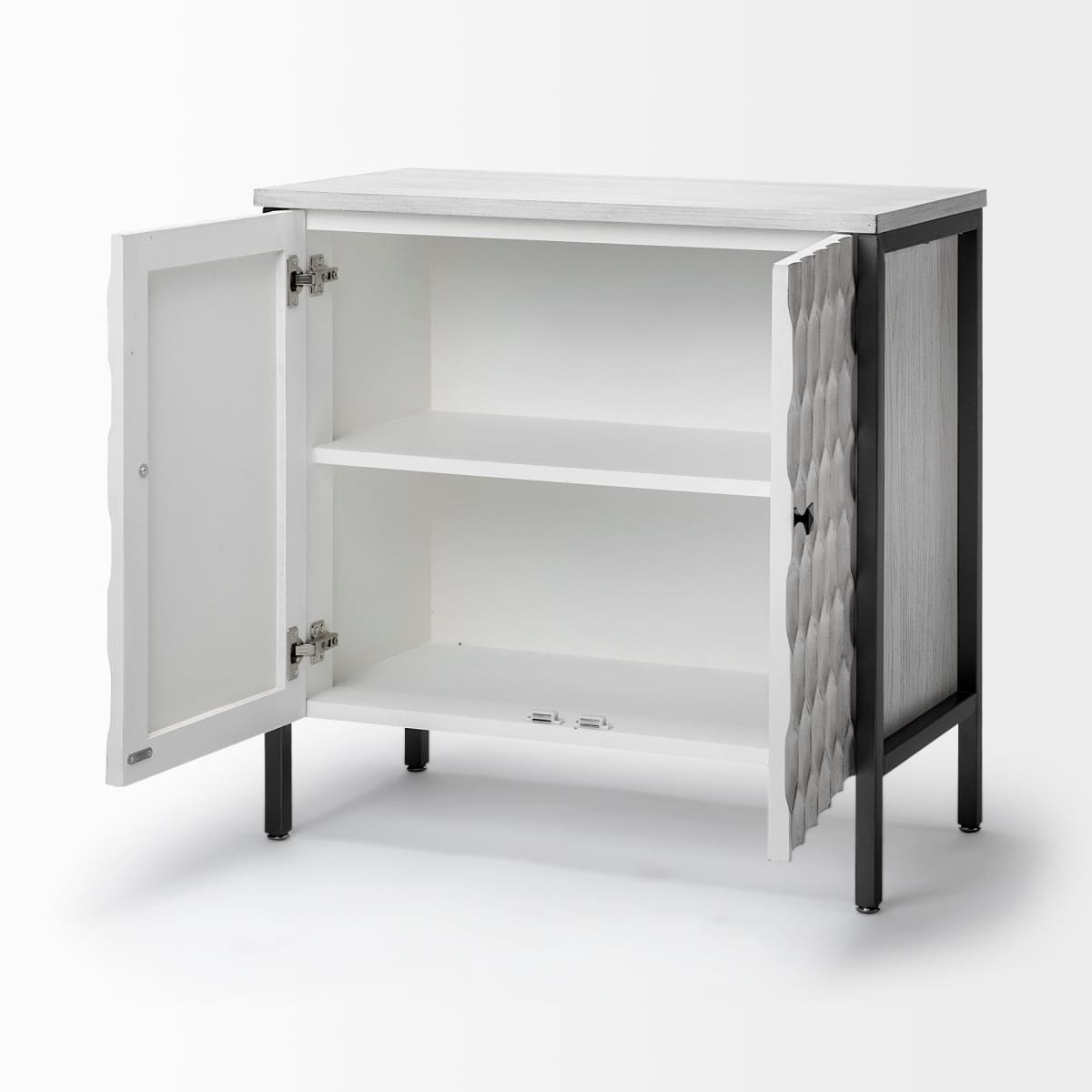 Savannah Gray Accent Cabinet 2 Door White | Gray Metal | 2 Door - acc-chest-cabinets