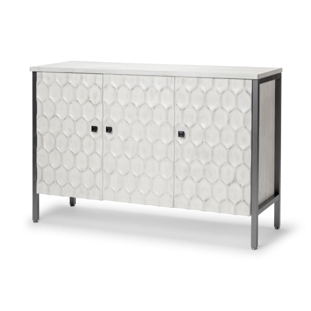 Savannah Gray Accent Cabinet 3 Door White | Gray Metal | 3 Door - acc-chest-cabinets