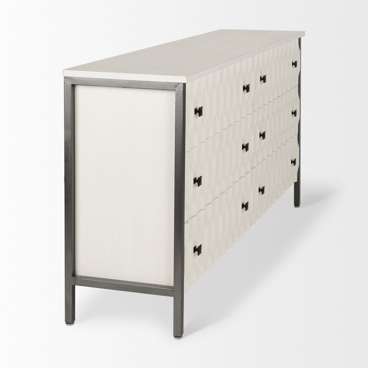 Savannah Gray Sideboard White | Gray Metal | 6 Drawer - sideboards-and-buffets