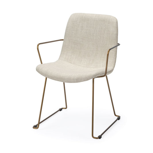 Sawyer Dining Chair Beige Fabric | Gold Metal (Armchair) - dining-chairs