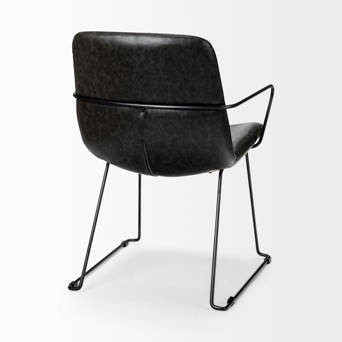 Sawyer Dining Chair Black Faux Leather | Black Metal (Armchair) - dining-chairs