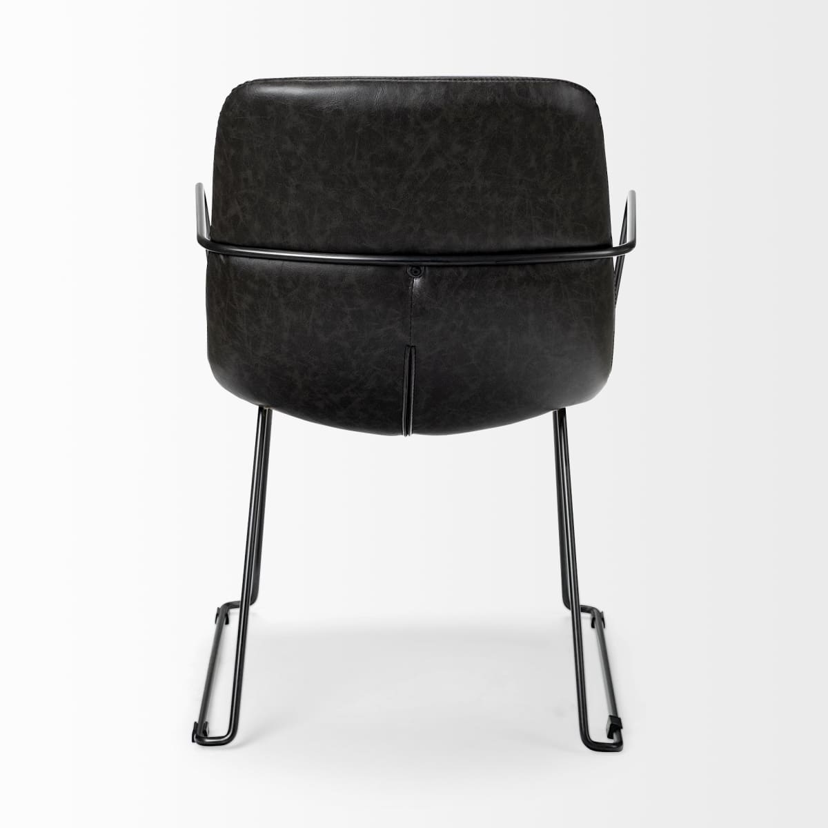 Sawyer Dining Chair Black Faux Leather | Black Metal (Armchair) - dining-chairs