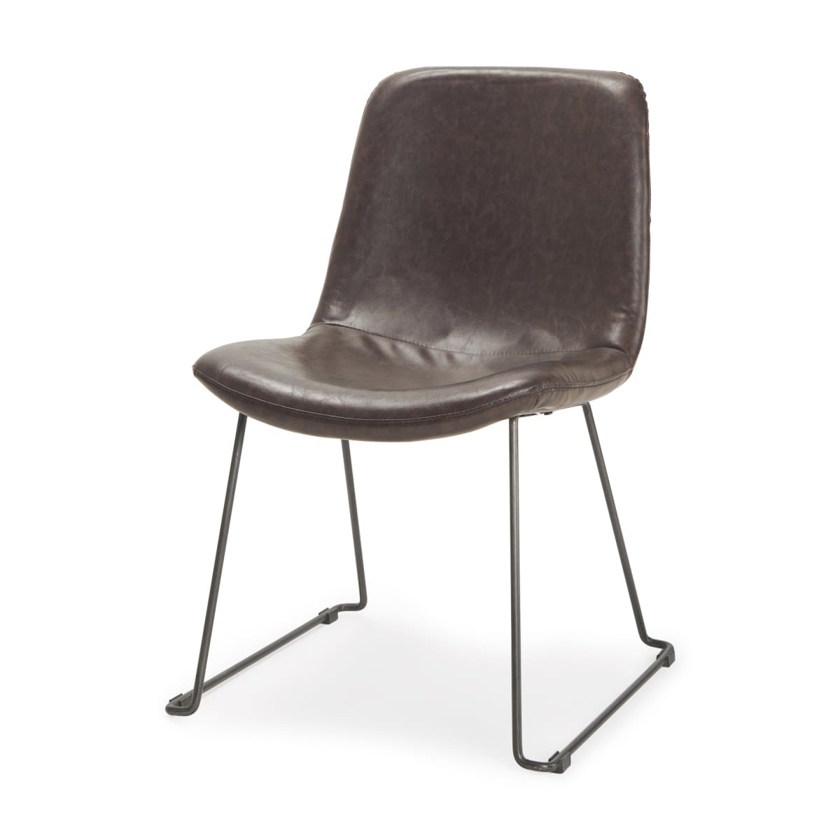Sawyer Dining Chair Black Faux Leather | Black Metal (Side Chair) - dining-chairs