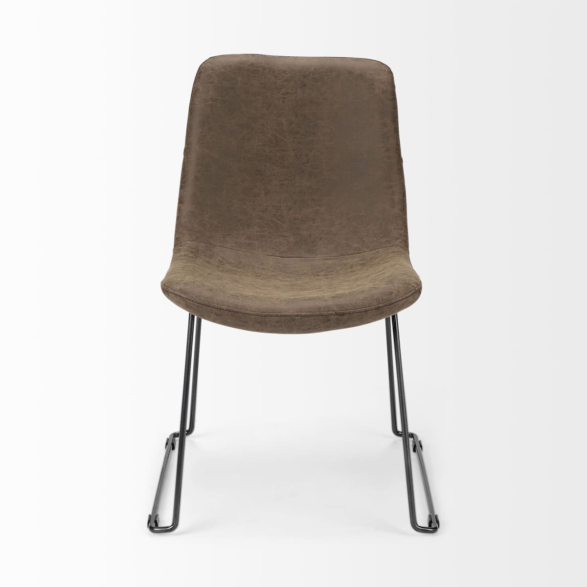 Sawyer Dining Chair Brown Faux Leather | Black Metal (Side Chair) - dining-chairs