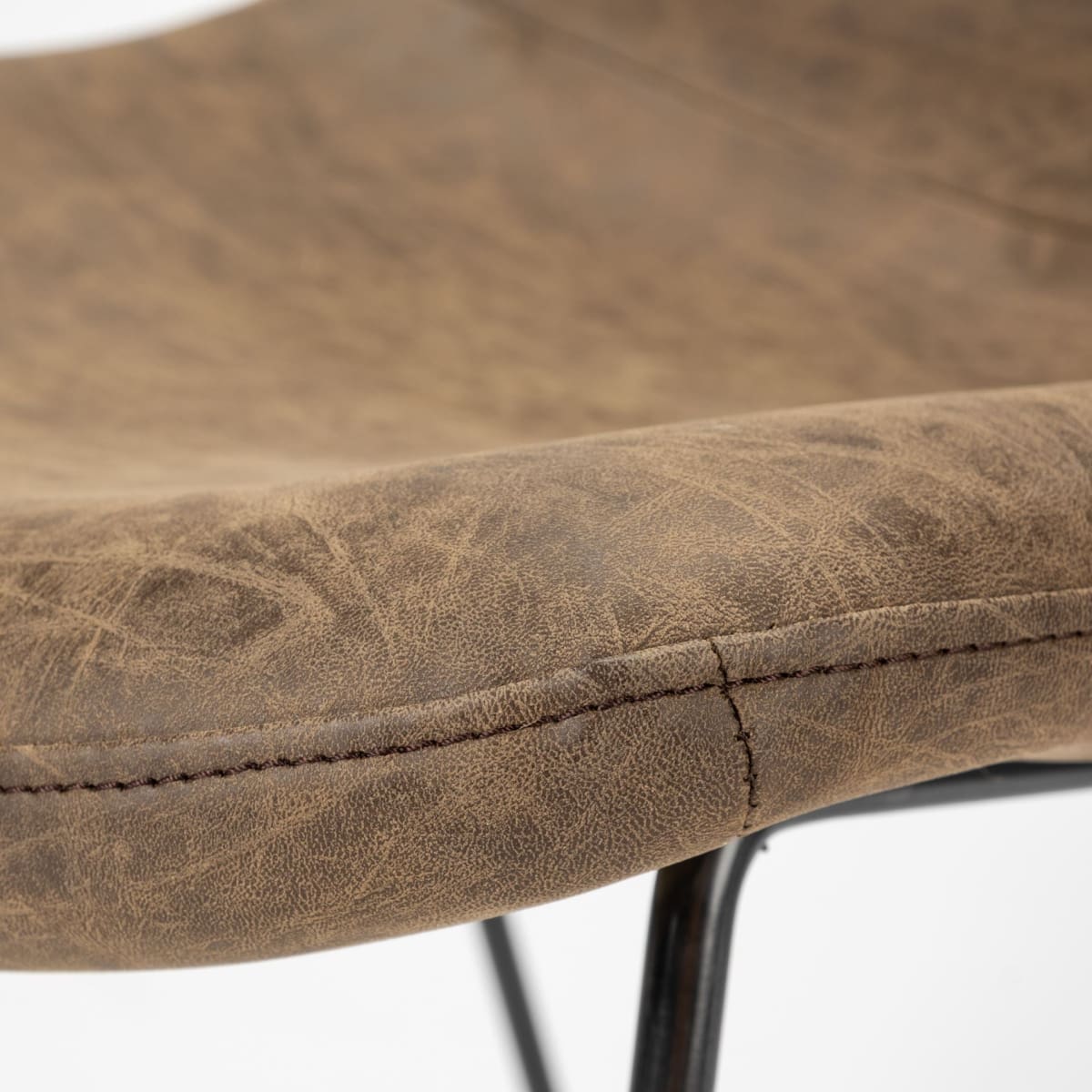 Sawyer Dining Chair Brown Faux Leather | Black Metal (Side Chair) - dining-chairs