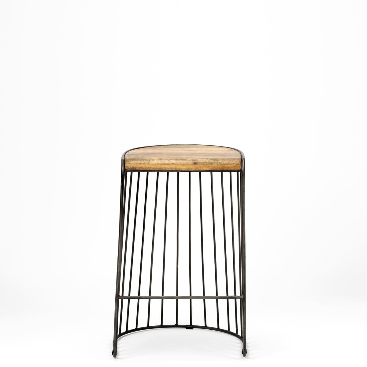 Seagram Bar Counter Stool Brown Wood | Black Metal | Counter - bar-stools