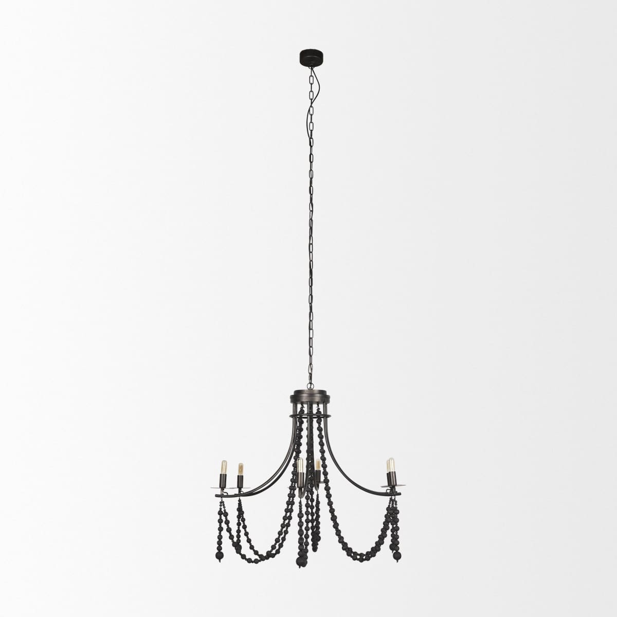 Selma Chandelier Black Wood | Black Metal - chandeliers